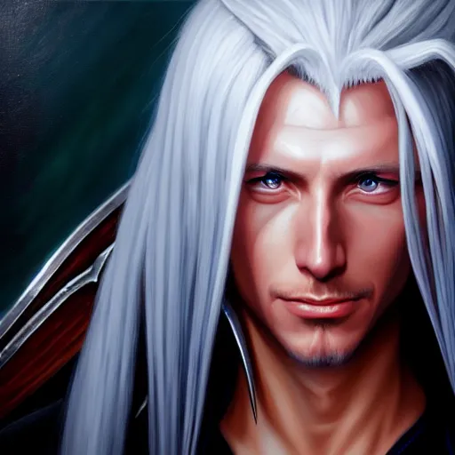 Image similar to a _ fantasy _ style _ portrait _ painting _ of _ sephiroth _ oil _ painting _ unreal _ 5 _ daz. _ rpg _ portrait _ extremely _ detailed _ artgerm _ greg _ rutkowski _ greg