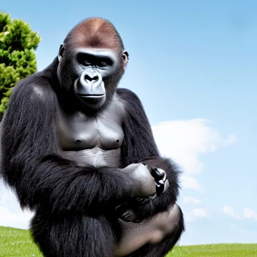 Image similar to Karl Pilkington wearing a gorilla suit