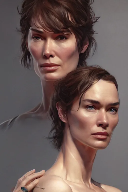 Image similar to lena headey, anatomy, only two hands, highly detailed, digital painting, artstation, concept art, smooth, sharp focus, illustration, unreal engine 5, 8 k, art by art by artgerm and greg rutkowski and edgar maxence