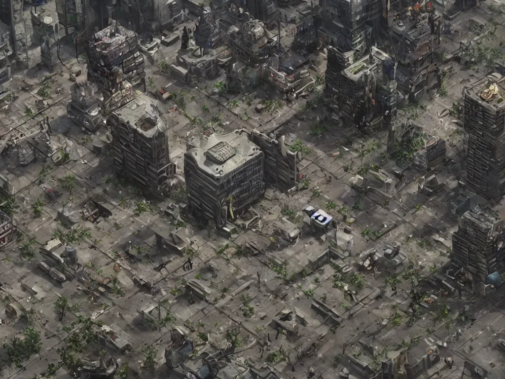 Prompt: hyperrealistic futuristic city inhabitated by zombies, there is a survival vibe in the air