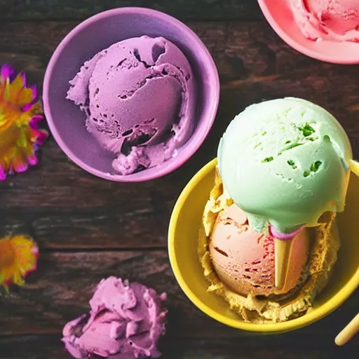 Prompt: summer ice cream colorful food photography