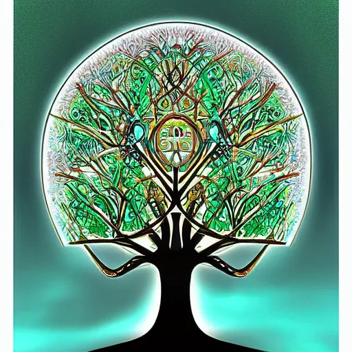 Image similar to tree of life, surrealistic, digital art, highly detailed