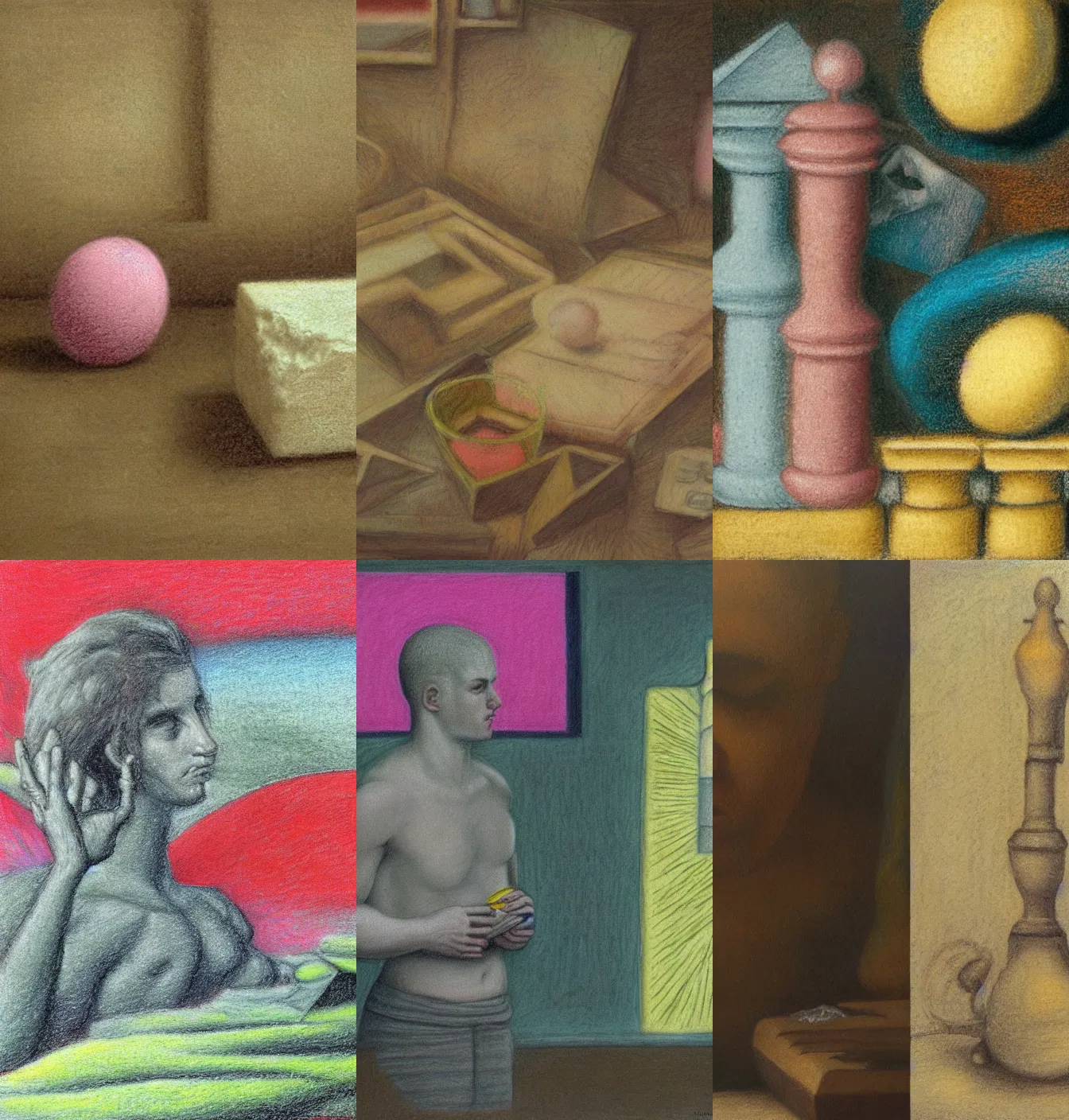 Prompt: surreal juxtaposition eminem, classical realism, pastels, shapes, spongy