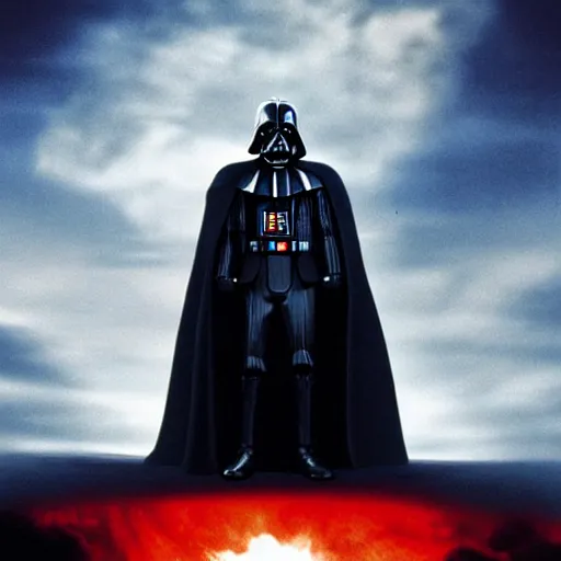 Prompt: movie poster for independence day ( 1 9 9 9 ) starring darth vader