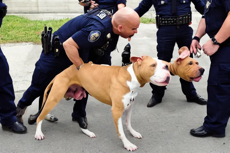 Prompt: pitbull police altercation