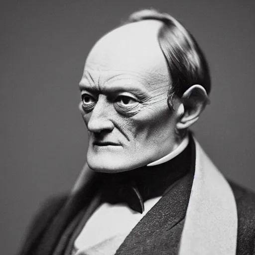 Image similar to photo of Sir Richard Owen visiting horniman museum in London , ultra realistic , sharp-focus , with depth of field, symmetrical faces, rule of thirds , renderman , hd, ultra-hd,