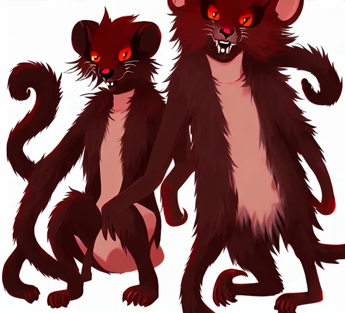 Image similar to furry - male - red - black - weasel - necromancer - fursona uhd ue 5 visual novel pc game expressions