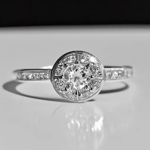 Prompt: blank diamond ring, elegant design, white gold ring, jewelry photography, 200mm lens