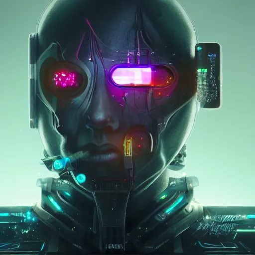 Image similar to a portrait of a evil cybernetic magician releasing spell, cyberpunk concept art, trending on artstation, highly detailed, intricate, sharp focus, digital art, 8 k