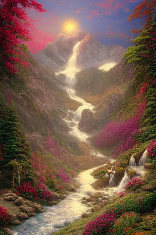 Prompt: Twin Peaks artwork by Thomas Kinkade