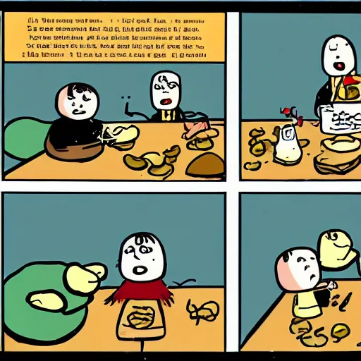 Prompt: comic strip about potatoes in english