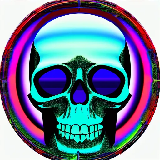 Image similar to Holographic skull with windows xp style and VHS effect