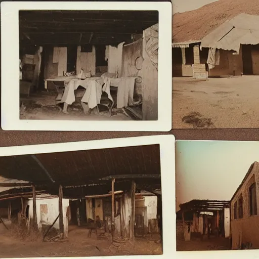 Prompt: old polaroids of african taverns, kuka shops, rural tavern, namibia