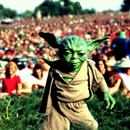 Image similar to yoda performing at woodstock