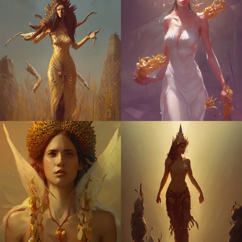 Prompt: goddes of corn, Greg Rutkowski, artstation