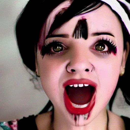 Prompt: melanie martinez, a still of an horror movie