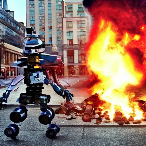 Prompt: giant toy soldier robot destroying a city