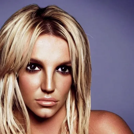 Prompt: portrait of britney spears with his hand on his face, extremely realistic and real, photorealistic, blonde hair and blue eyes, detailed facial structure, real eyes that are detailed