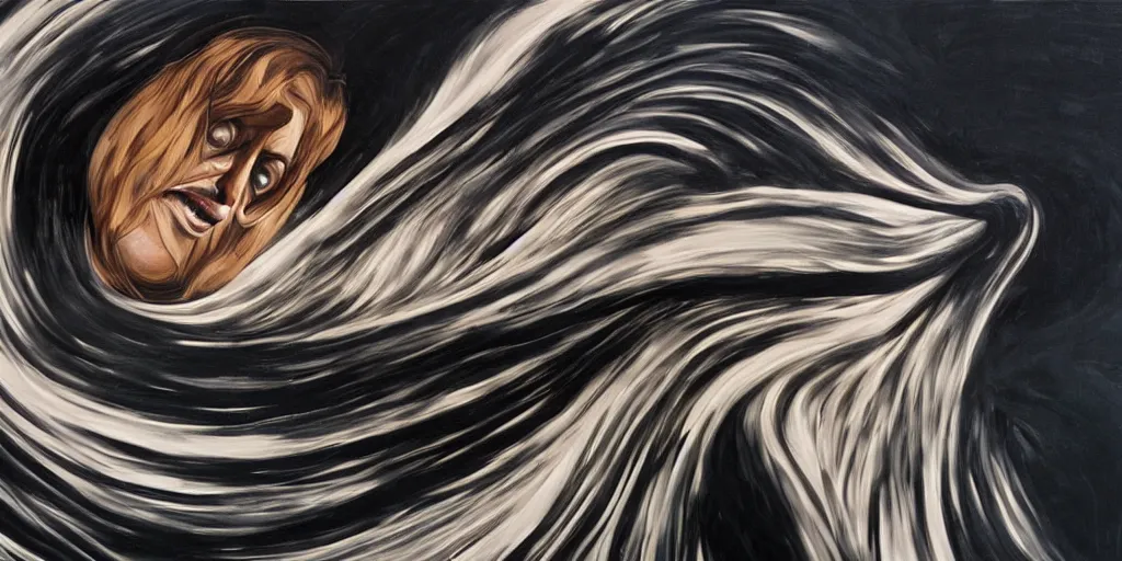 Image similar to Zaha Hadid design The Scream painting inspired by Spaghettification, Mazarineee, artstation