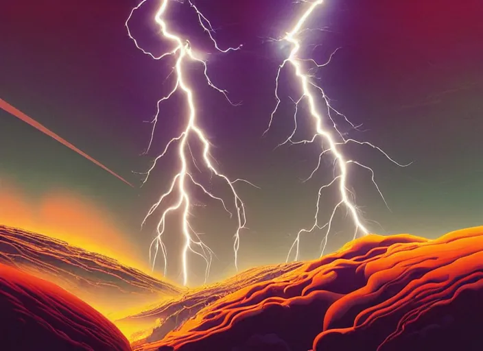 Image similar to abstract lightning storm by paolo eleuteri serpieri and tomer hanuka and chesley bonestell and daniel merriam and tomokazu matsuyama and dan mumford, unreal engine, high resolution render, featured on artstation, octane, 8 k, highly intricate details, vivid colors, vector illustration