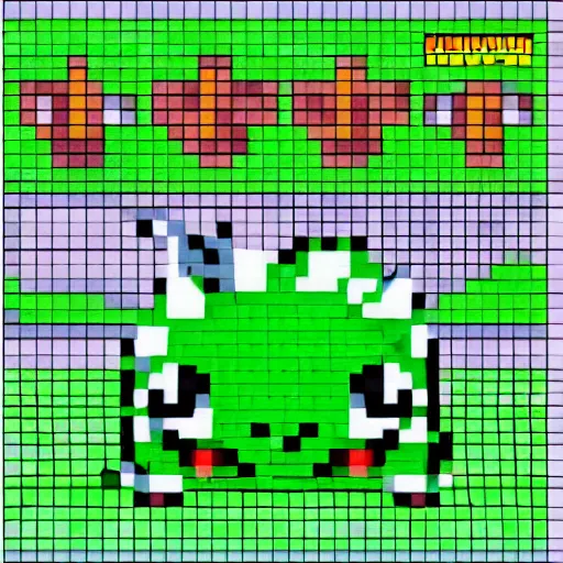 Prompt: bulbasaur, 1995 gameboy color pokémon gen 1 sprite