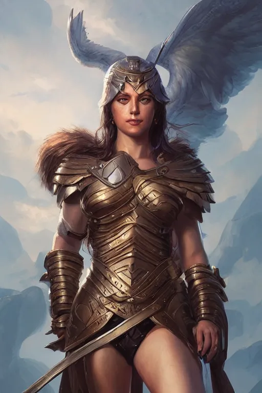 Image similar to amazon valkyrie athena, d & d, fantasy, portrait, highly detailed, headshot, digital painting, trending on artstation, concept art, sharp focus, illustration, art by artgerm and greg rutkowski and magali villeneuve