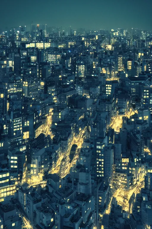 Prompt: “City night view of tokyo, looking from the rooftop, by Makoto Shinkai, cinematic, highly detailed, trending on pixiv”