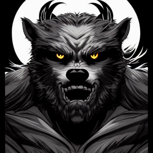 Prompt: in the style of artgerm, steve niles, rafael albuquerque, large hairy werewolf in a shopping mall at night, moody lighting, horror scary terror