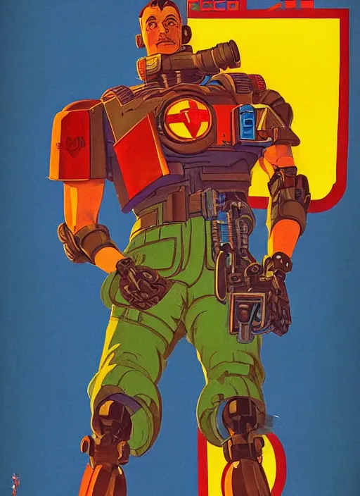 Prompt: soviet propaganda poster. cyberpunk mech pilot. portrait by jean giraud and anton otto fischer and john philip falter and will eisner and gil elvgren and pixar. realistic proportions. character art. science fiction d & d. tf 2, overwatch, rb 6 s, cyberpunk 2 0 7 7, blade runner 2 0 4 9.