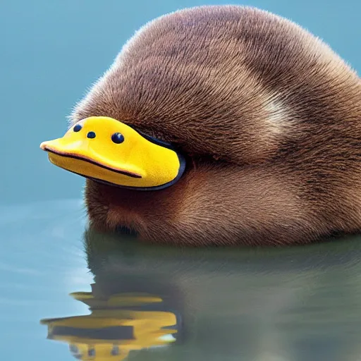 Prompt: national geographic professional photo of psyduck, award winning