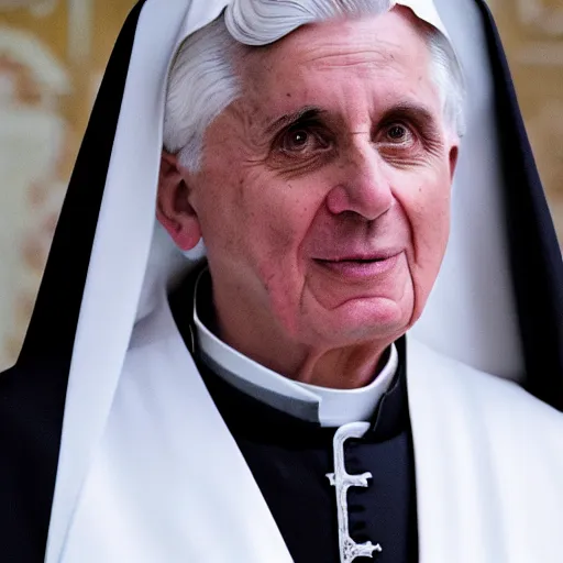 Image similar to pope benedict wearing sith cloak as chancelor palpatine in star wars episode 3, 8 k resolution, cinematic lighting, anatomically correct