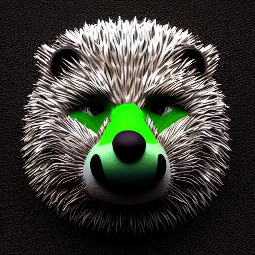 Image similar to behance hd, 3 d head of green hedgehog, cgsociety, symmetrical logo