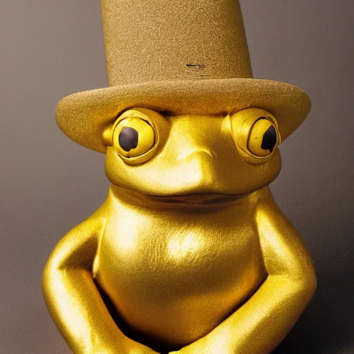 Image similar to photograph of a golden frog - shaped hat