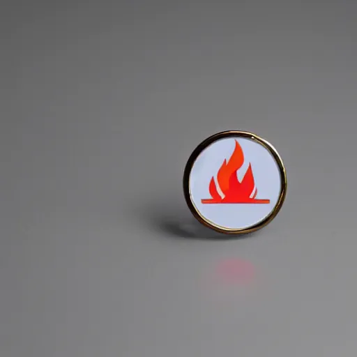 Image similar to a photo of a retro 1 9 6 0 s minimalistic clean fire warning enamel pin, studio lighting, behance