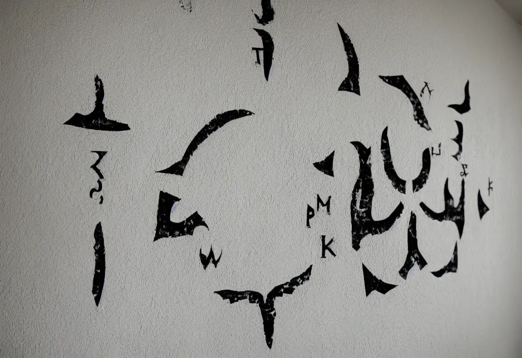 Image similar to demonic runes over the bathroom walls