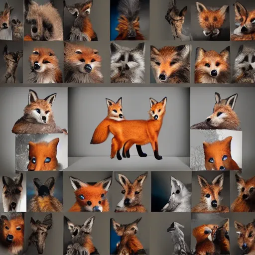 Image similar to photorealistic music album cover, with foxes animals wearing clothes, all looking at camera, studio lighting, award winning photograph, 8 5 mm f / 1. 4