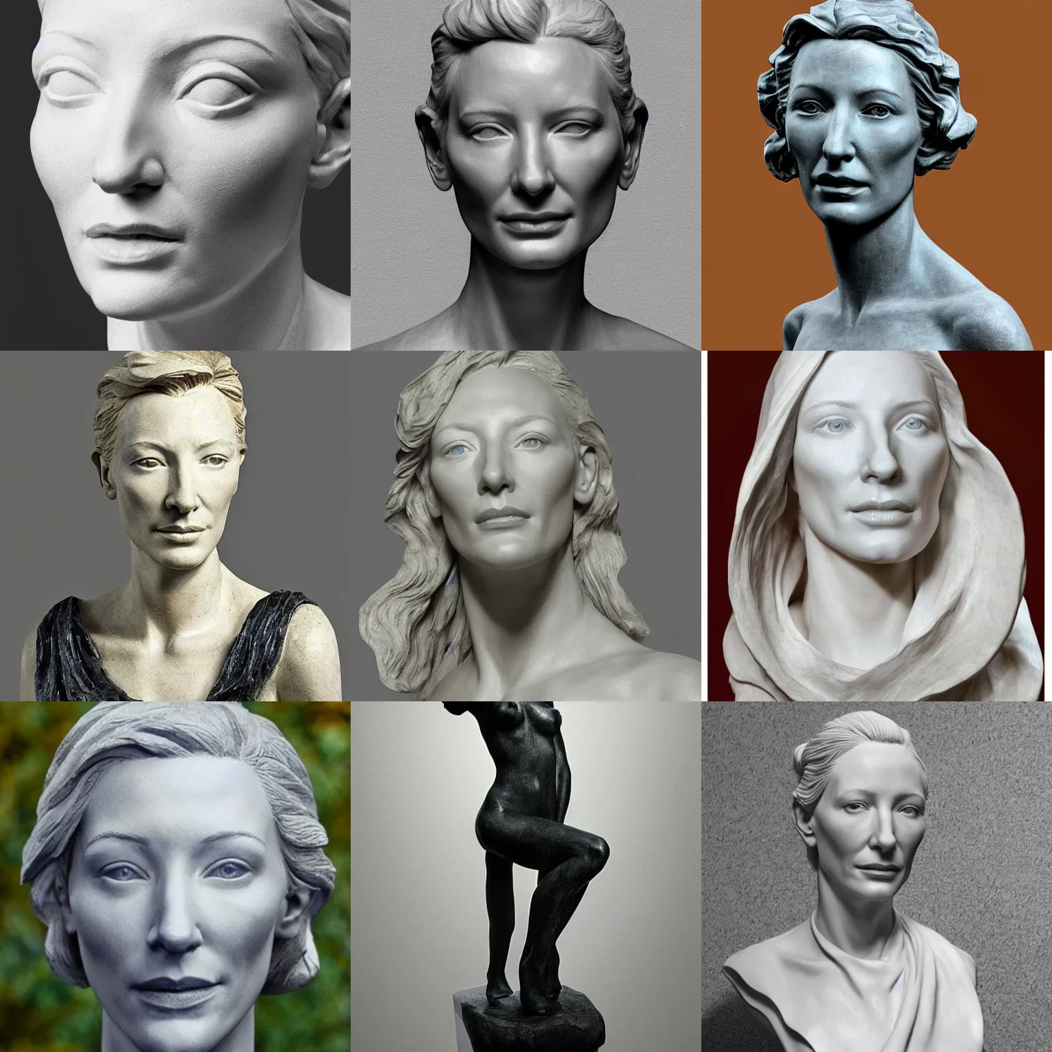 Image similar to sculpture of cate blanchett , by Augusts Rodin photorealism