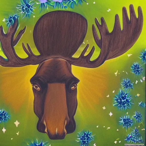 Image similar to i'm a metta ( meditation ) moose. i want to bring flourishing to the stars