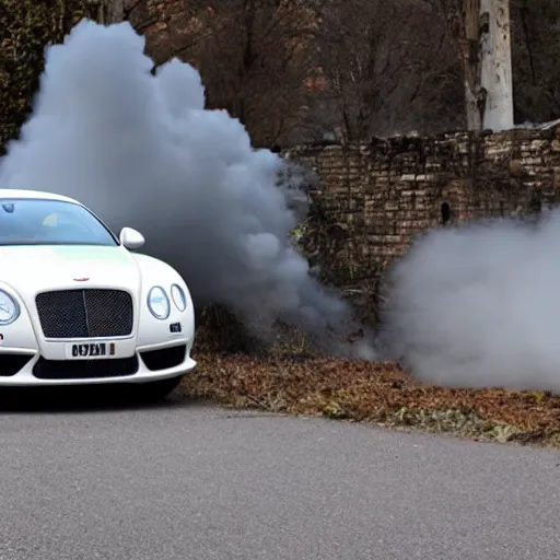 Image similar to white Bentley Continental Gt Exploding! Exploding! Explosion!