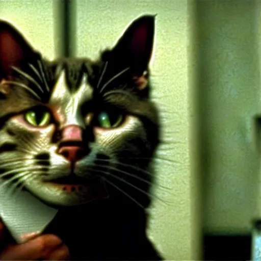 Image similar to a still of a cat in the movie reservoir dogs mr. pink