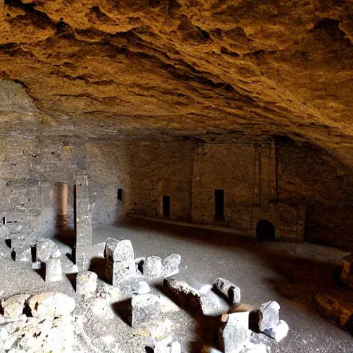 Image similar to ancient ruins in the interior of a cave