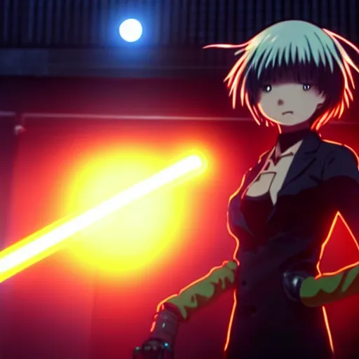 anime cyberpunk movie still from assassination