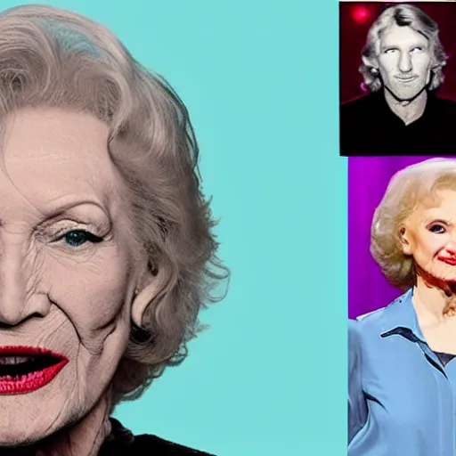 Image similar to roger waters but with betty white's face
