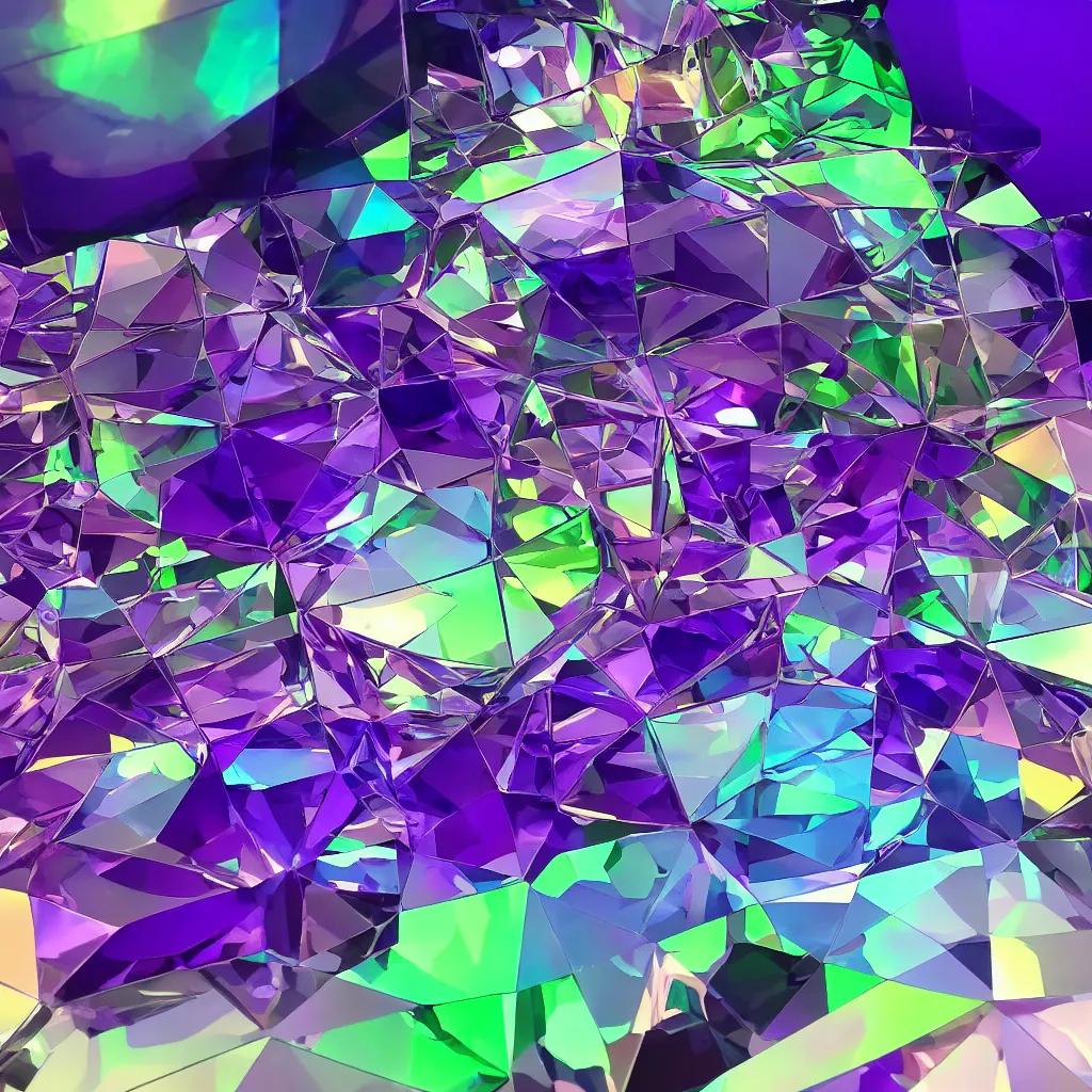 Image similar to amethyst gemstone prism geo stylized multicolorful global illumination ray tracing advended technologie