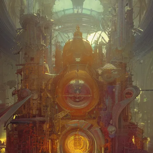 Prompt: a highly detailed digital image of an imagination machine, concept art, artstation, cgsociety, very detailed, intricate, detailed illustration, by greg rutkowski and alphonse mucha, Paul Lehr and Beeple, iridescent accents, ray tracing, product lighting, sharp, smooth, masterpiece, cinema 4D