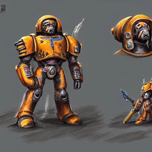 Prompt: Dachshund as a space marine from Starcraft 2 standing on a hill with a heroic pose concept art