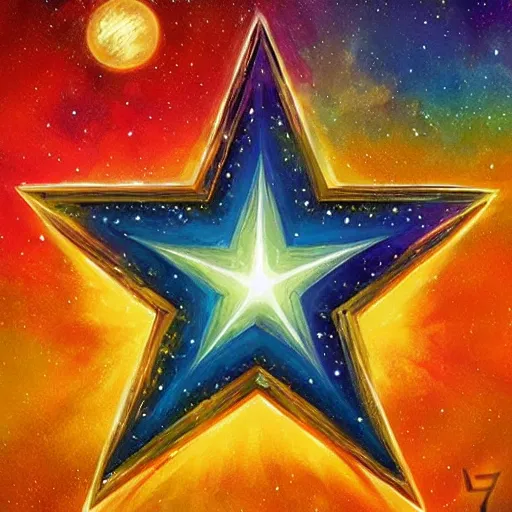 Prompt: Star Logo, colorful, digital art, fantasy, magic, trending on artstation, ultra detailed, professional illustration by Basil Gogos