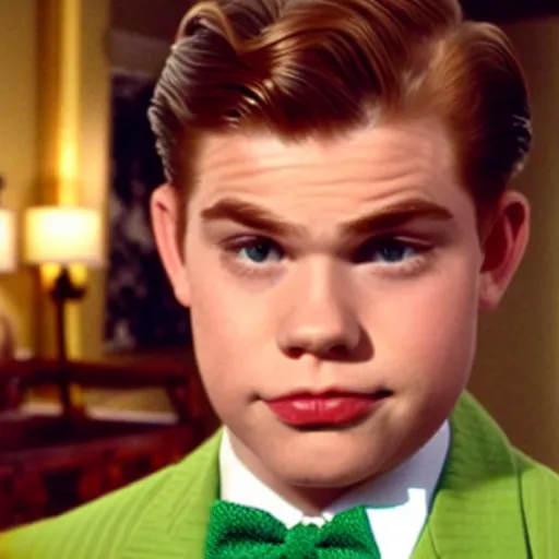Prompt: Archie Andrews wearing a polka-dotted green bow tie