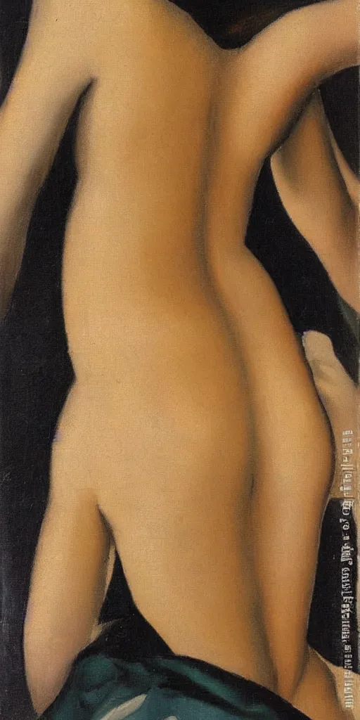 Image similar to Lower back of a beautful woman, painted by Tamara de Lempicka