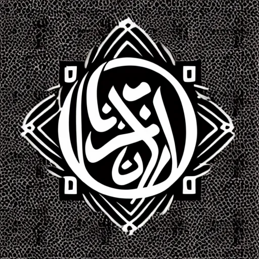 Prompt: arabic calligraphy of hearing loop logo, black on white background